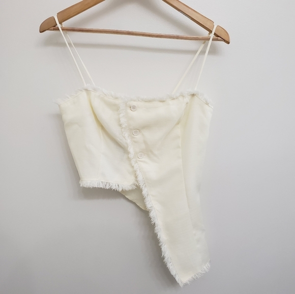 PrettyLittleThing Cream Pants and Asymmetrical Top Sz 6 - Picture 2 of 8